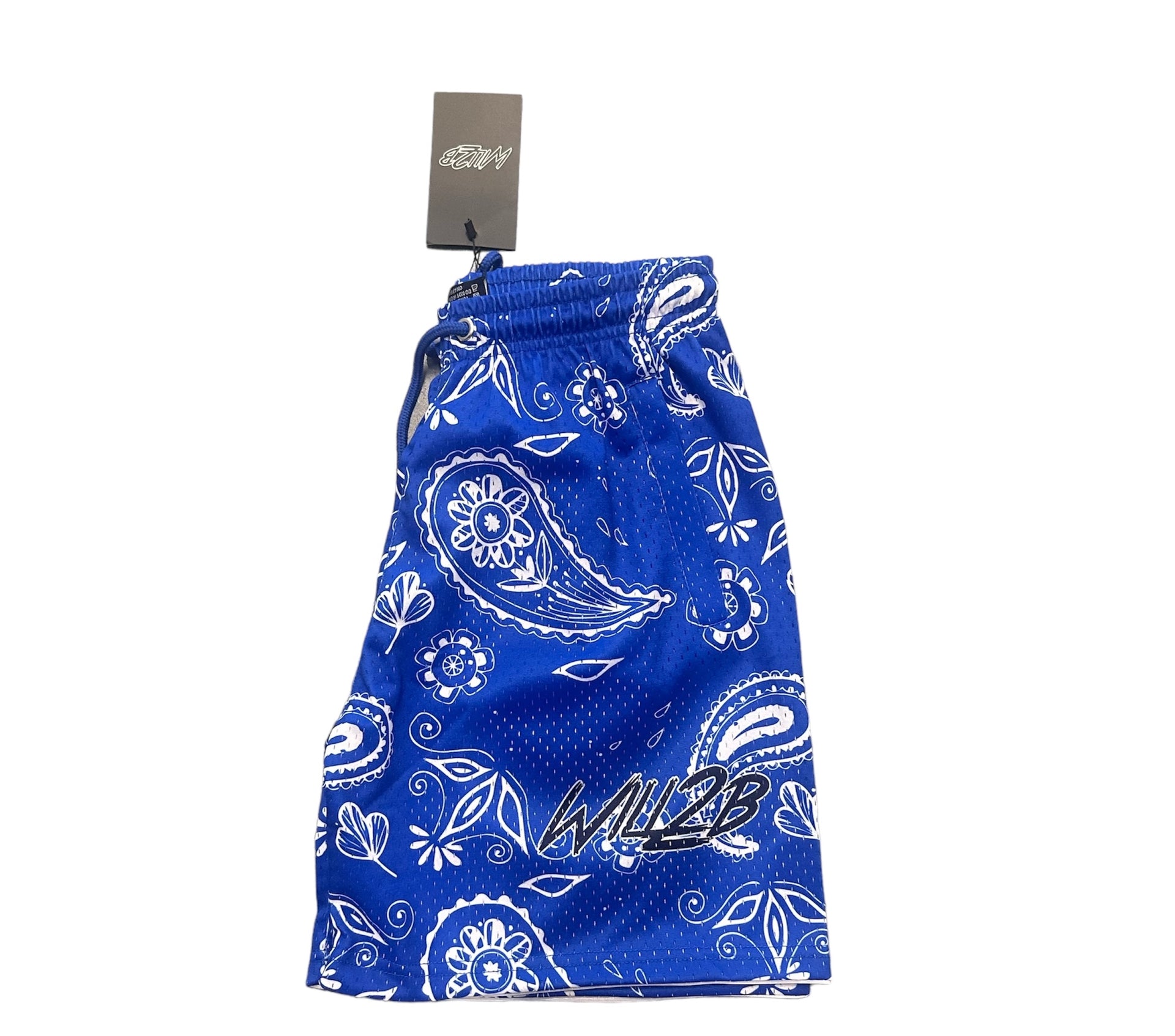 blue paisley shorts