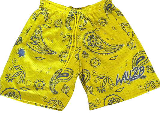 Thunder Yellow Paisley Shorts